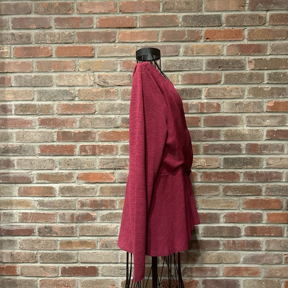 Donna Karan New York, Wine Colored Draped Blouse, Long Sleeves, Size Medium - Picture 3 of 6